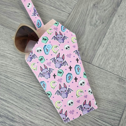 Pink Kawaii Bats Coffin Glasses Case