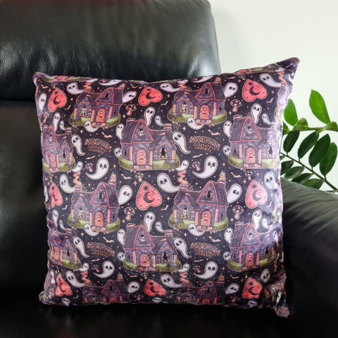 Ghost Halloween Cottage Soft Cushion Cover