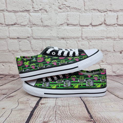 Zombie green stripe women sneakers