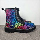 Rainbow leopard ankle boots