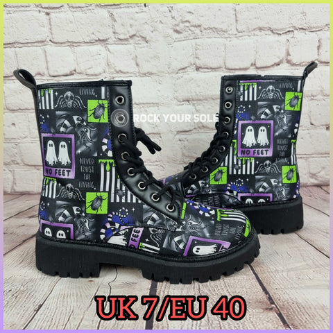 Size 7. Ready made beetlejuice ankle boots