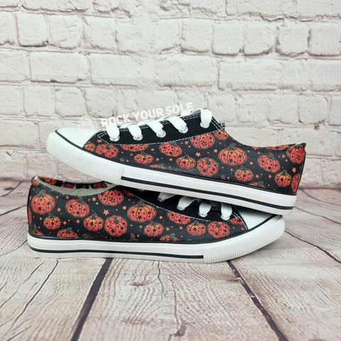 Halloween orange pumpkin lantern sneakers