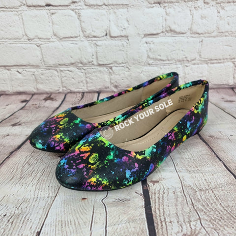 Rainbow Skulls Splat women dolly pumps