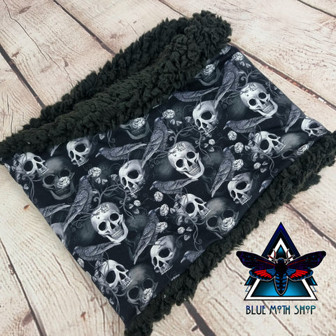 Gothic Skulls and Ravens snood scarf