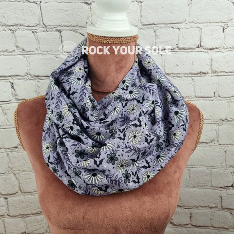 Lilac Floral Bats infinity scarf