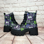 No feet Beetlejuice chunky heel ankle boots