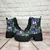 No feet Beetlejuice chunky heel ankle boots