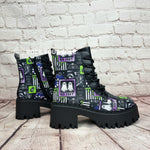 No feet Beetlejuice chunky heel ankle boots