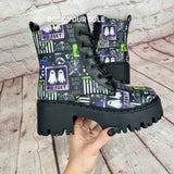 No feet Beetlejuice chunky heel ankle boots