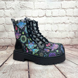 Baphomed neon goat ankle boots