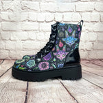 Baphomed neon goat ankle boots