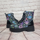 Baphomed neon goat ankle boots