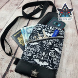Damask Bats Mini Travel Sling Bag