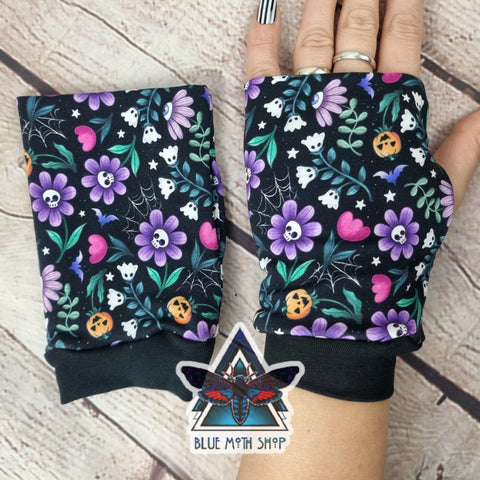 Spooky Flowers fingerless gloves