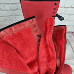 Red Knee high boots. PLAIN. NOT wide calf/foot