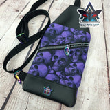 Purple Skulls Mini Travel Sling Bag