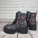 Baphomed Red Goat chunky heel ankle boots