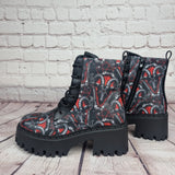 Baphomed Red Goat chunky heel ankle boots