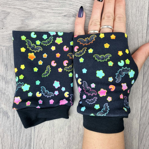 Neon Bats Stars fingerless gloves
