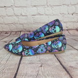 Skulls and flowers Ready made dolly pumps. size 6