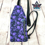 Purple Skulls Mini Travel Sling Bag