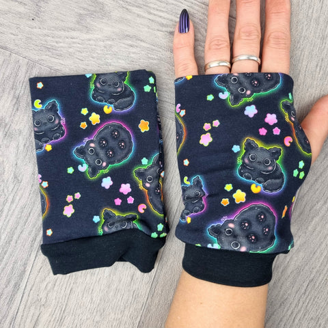 Cats Stars fingerless gloves