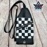 Checkerboard Grunge Mini Travel Sling Bag