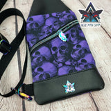 Purple Skulls Mini Travel Sling Bag
