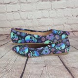 Skulls and flowers Ready made dolly pumps. size 6