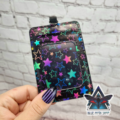 Neon rainbow stars ID wallet