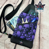 Purple Skulls Mini Travel Sling Bag