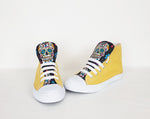 Yellow Day of the Dead print women high top sneakers