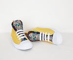Yellow Day of the Dead print women high top sneakers