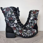Skulls and Roses Ankle Boots