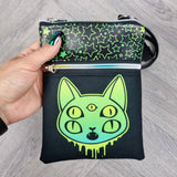 Trippy Green Cat Crossbody Bag